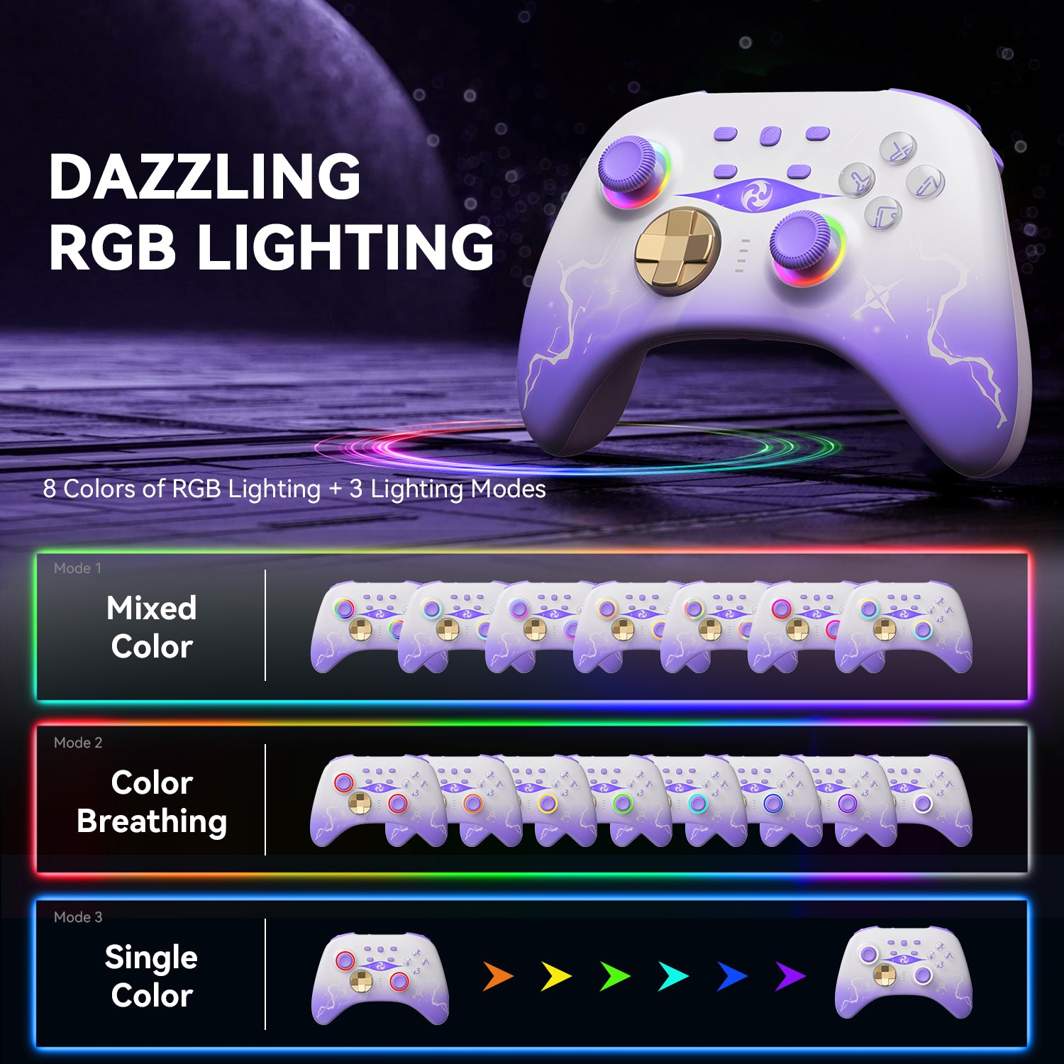 Wireless Game Controller with Hall Effect Joysticks Triggers(No Drift), Bluetooth Gamepad for Nintendo Switch, Windows PC iOS Android Steam with Headphones Jack/Programmable/Turbo/Wakeup Purpel Wireless Game Controller with Hall Effect Joysticks Triggers(No Drift), Bluetooth Gamepad for Nintendo Switch, Windows PC iOS Android Steam with Headphones Jack/Programmable/Turbo/Wakeup Purpel